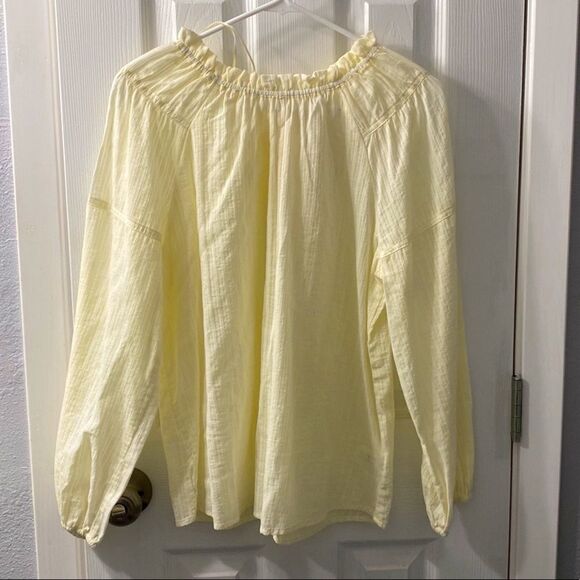 Chelsea & Violet Cream Boho blouse Bow Large Toasted Ivory Spring - Picture 2 of 8